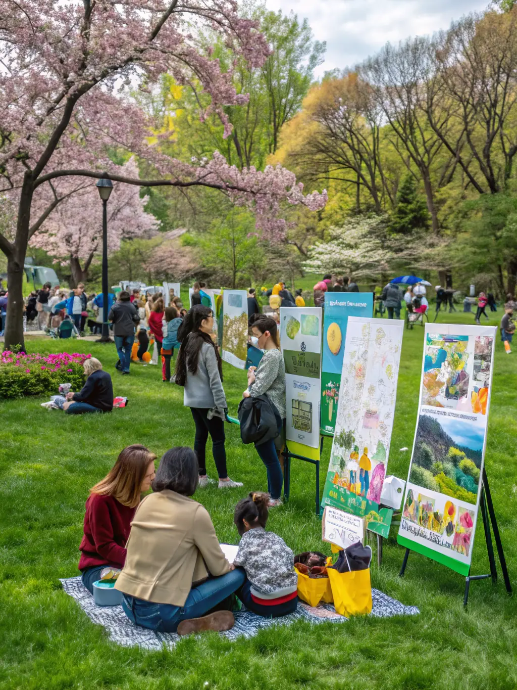 A photograph showcasing a community outreach event where members of the organization educate local residents about wildlife conservation and the importance of biodiversity.
